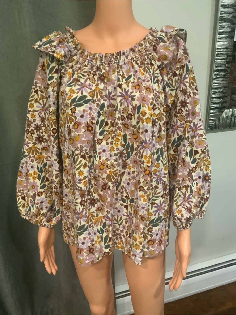 Sonoma Lavender Multi Floral Off-Shoulder Blouse